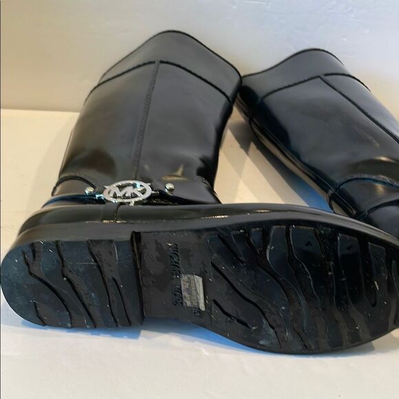 Michael Kors Black Heeled Boots with Decorative Strap and Silver logo - Picture 10 of 13